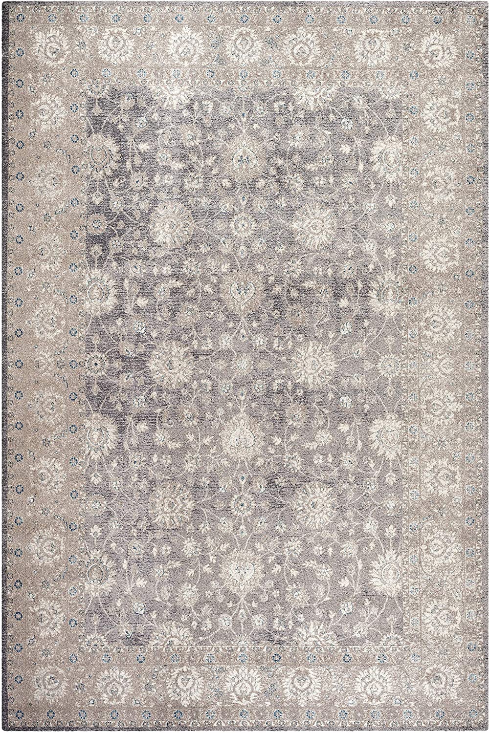 Sofia Collection Vintage Oriental Distressed Soft Area Rug Light Grey / Beige