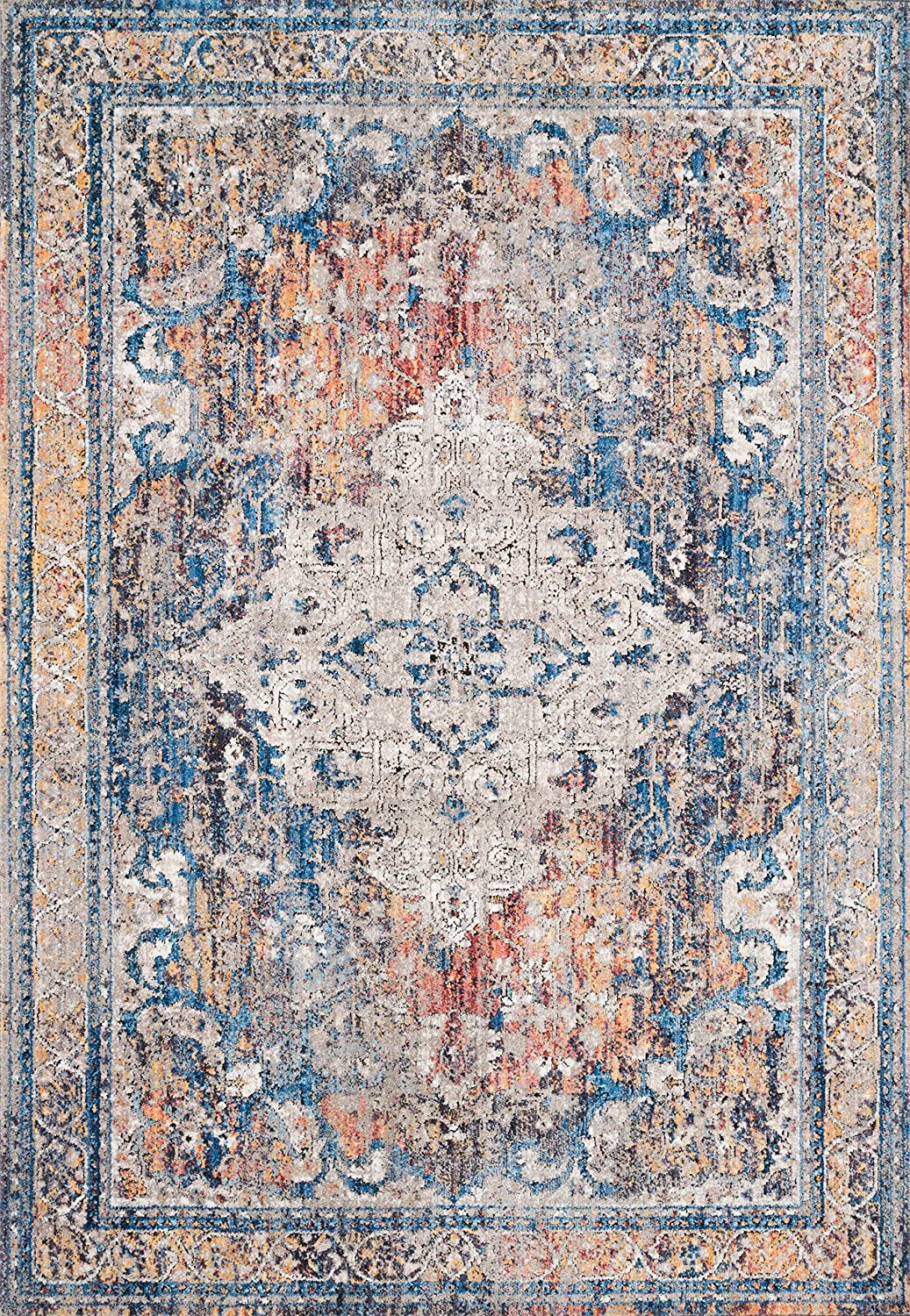 Dante Collection Modern Traditional Soft Area Rug Multi/Stone