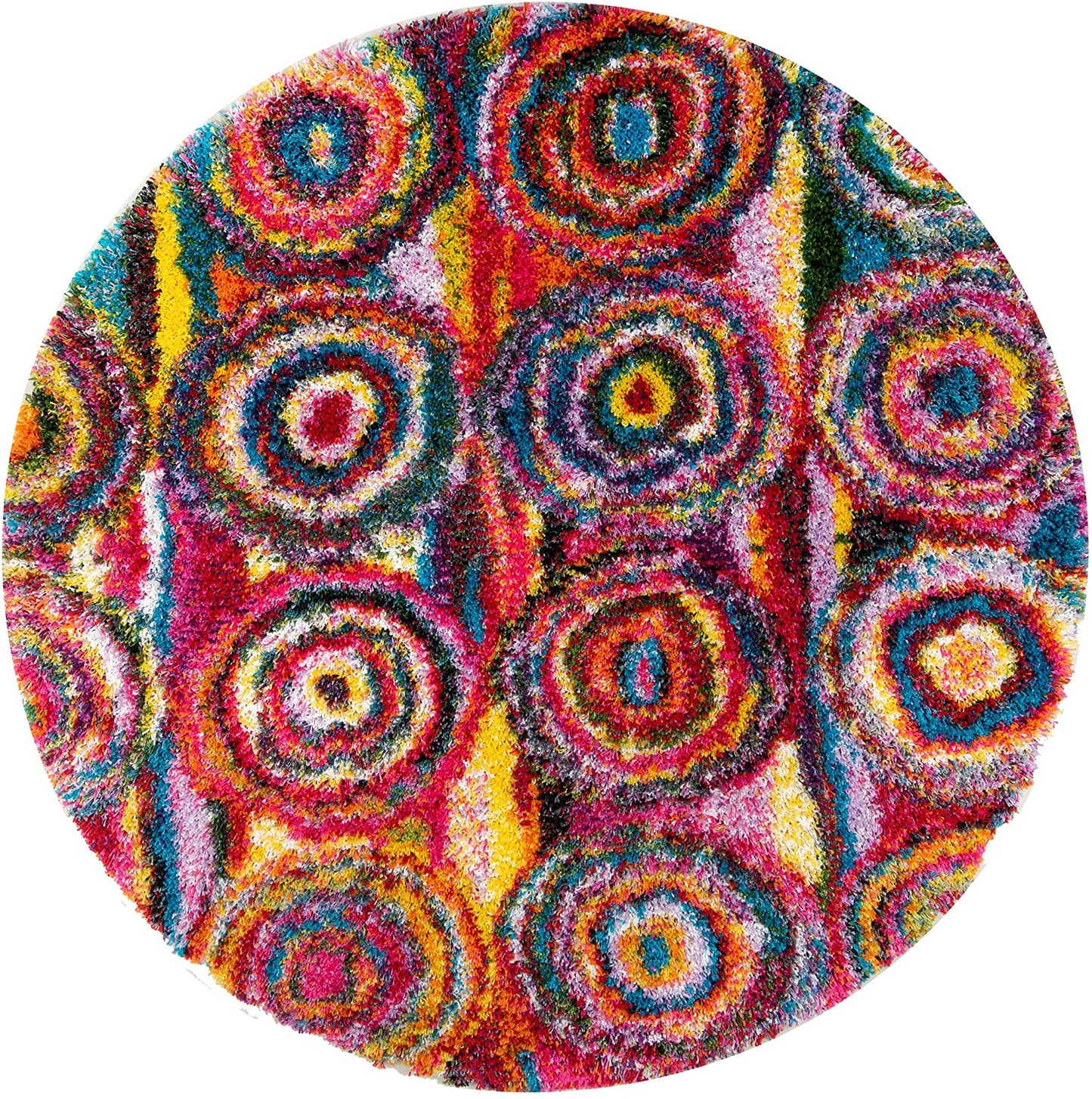 Kindra Circles Shag Area Rug - Multi