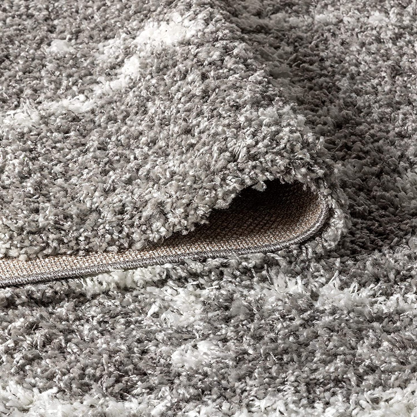 Mercer Plush Tassel Moroccan Tribal Geometric Trellis Grey/Cream Shag Area Rug