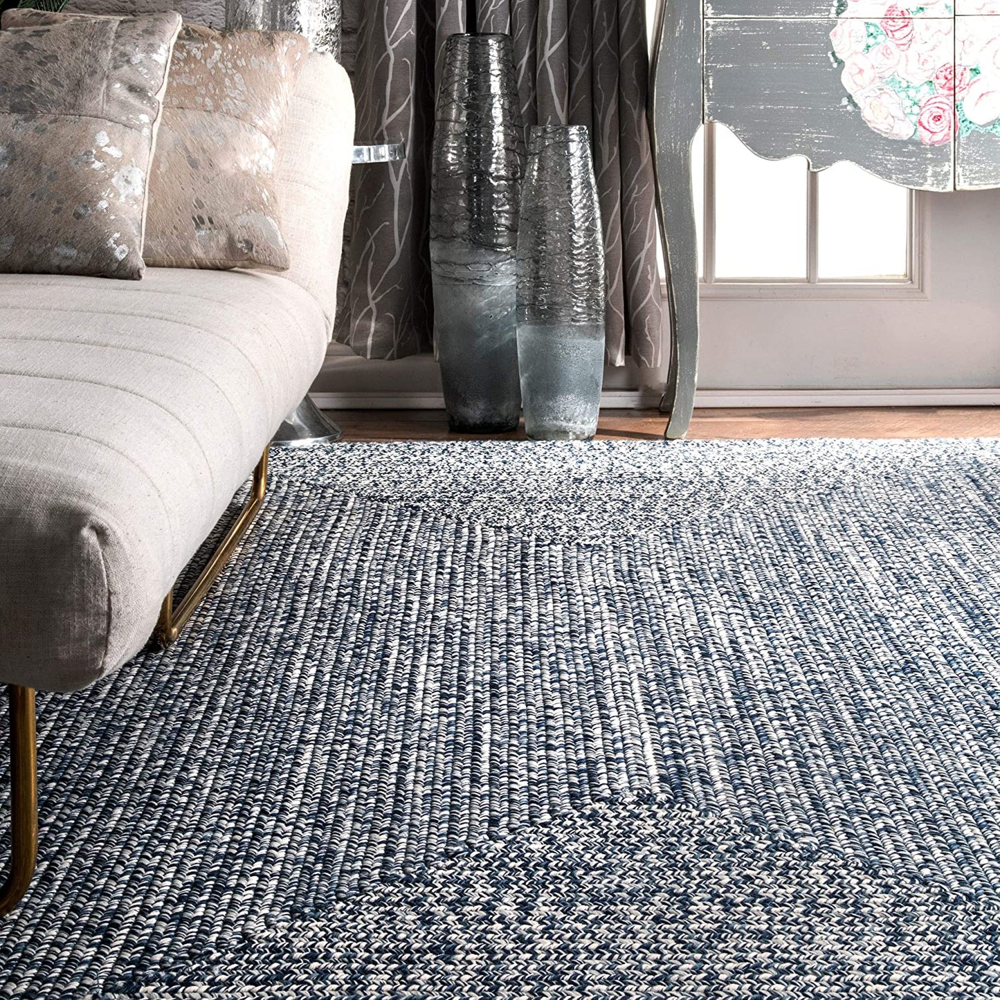 Braided Light Blue Indoor/Outdoor Soft Area Rug