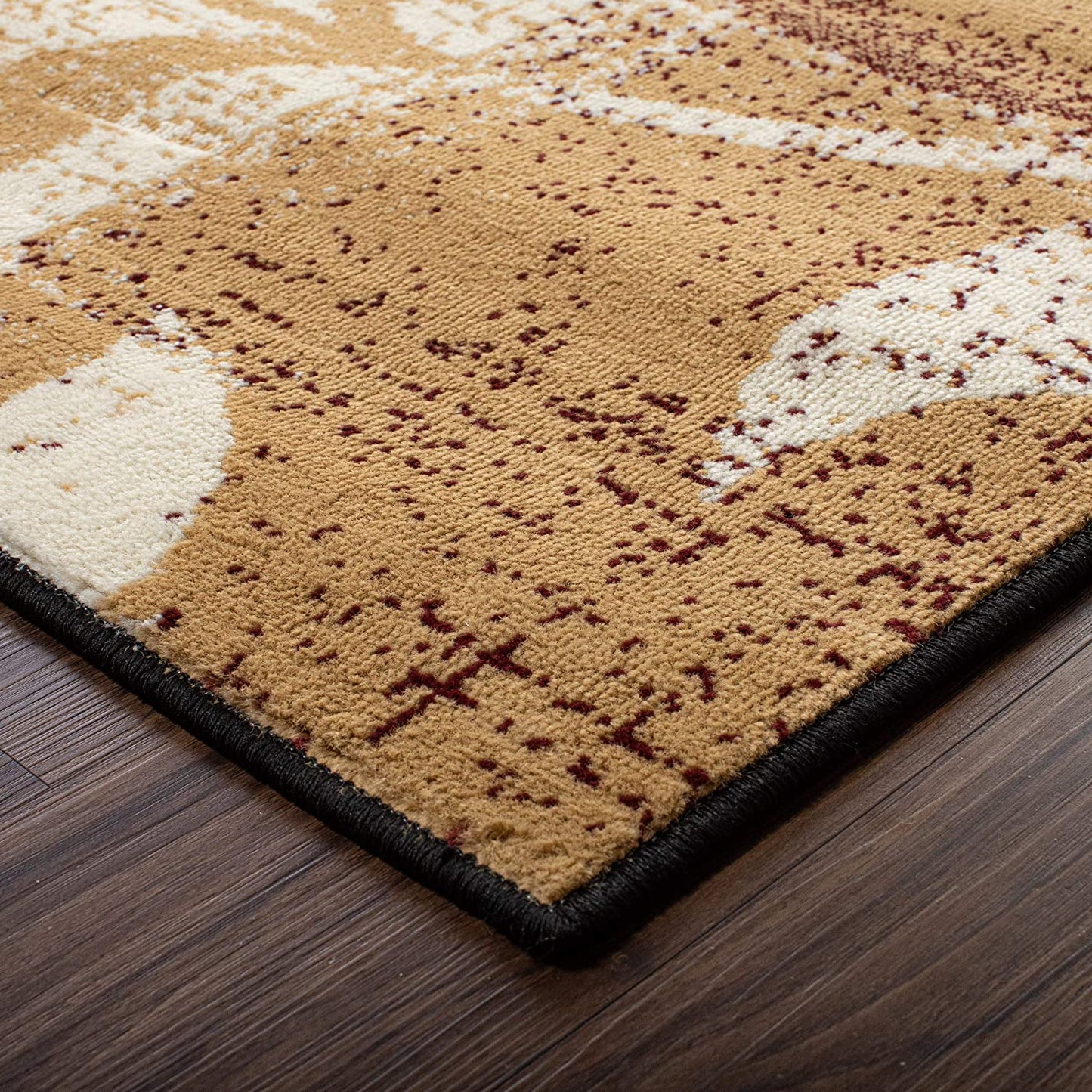 Geometric Patchwork Distressed Burgundy Soft Area Rug - Multiple Sizes Available