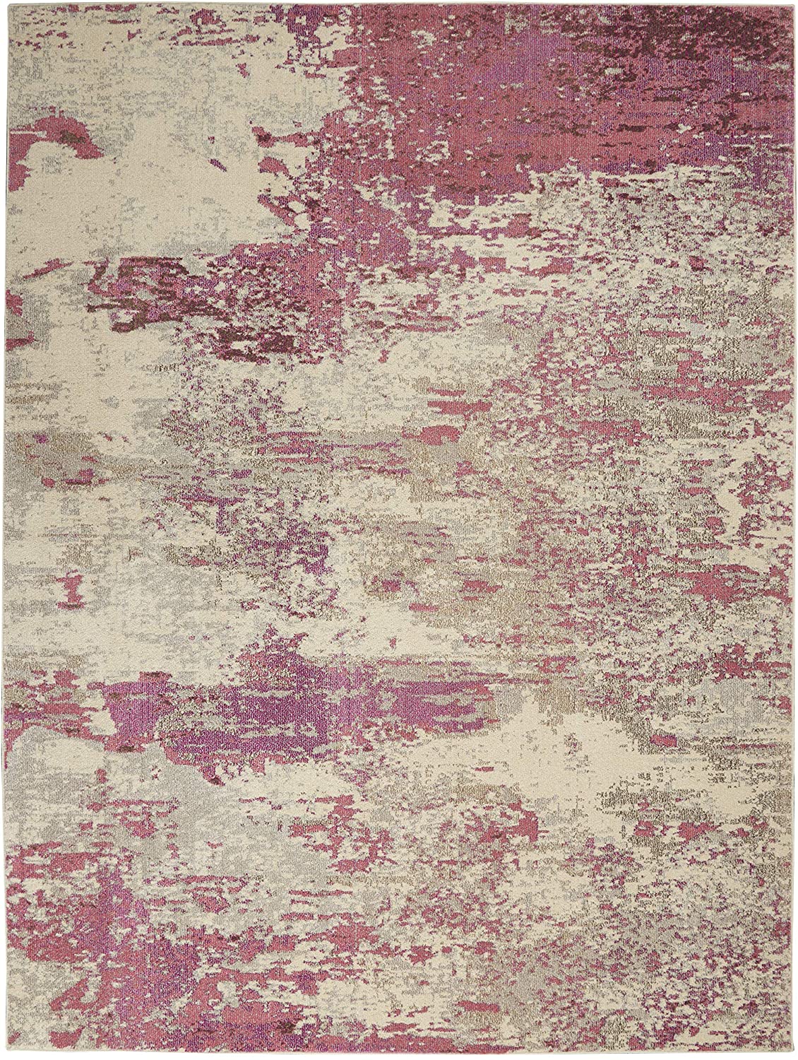 Modern Abstract Area Rug Ivory/Pink,
