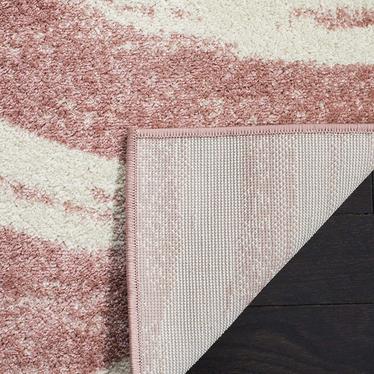 Modern Wave Distressed Soft Area Rug, Rose / Cream