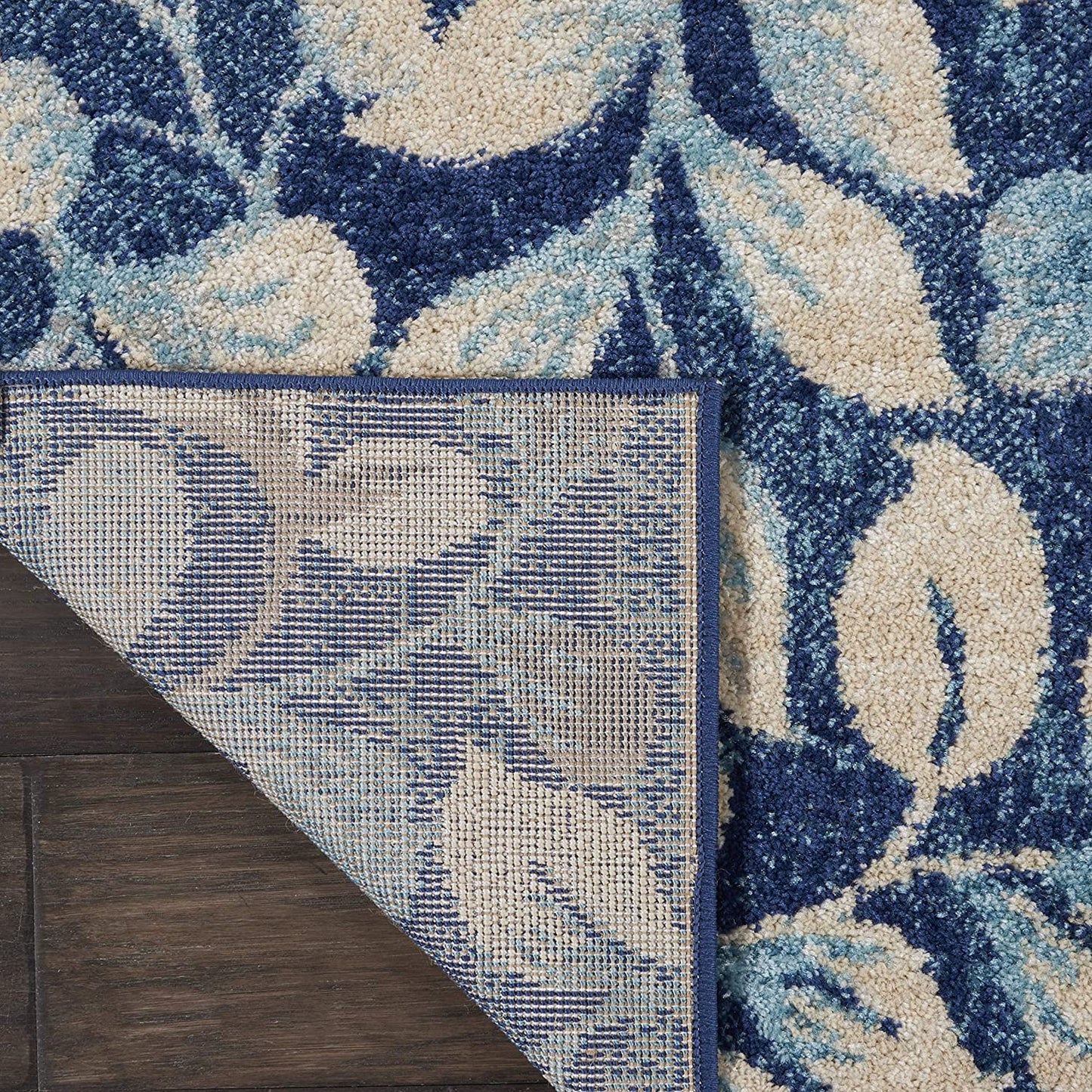 Tranquil Contemporary Botanical Navy Soft Area Rug