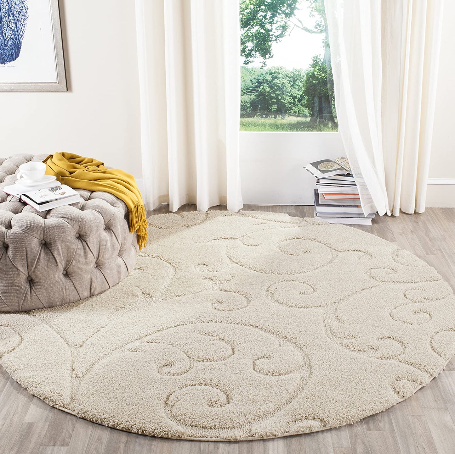 Premium Swirl Thick Plush Cream/Cream Soft Area Shag Rug
