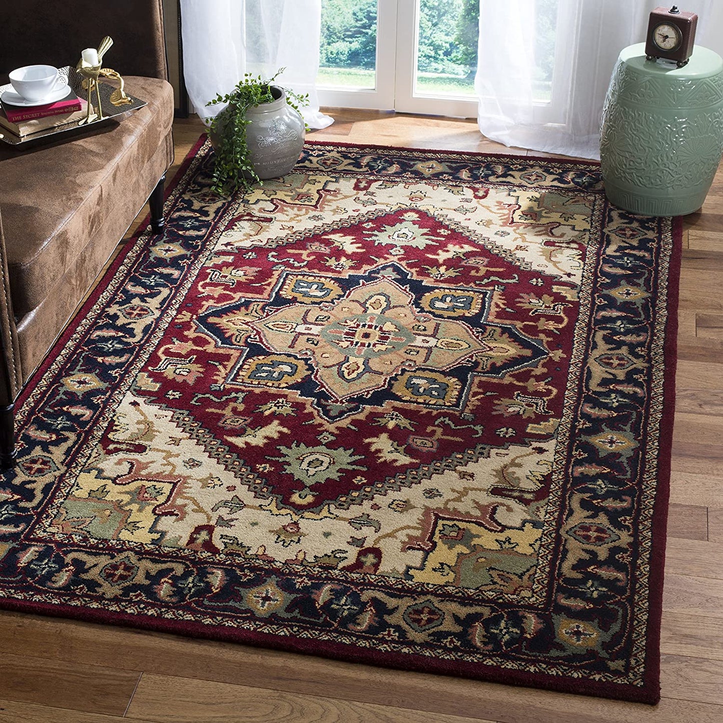 Oriental Heriz Medallion Red Wool Area Rug