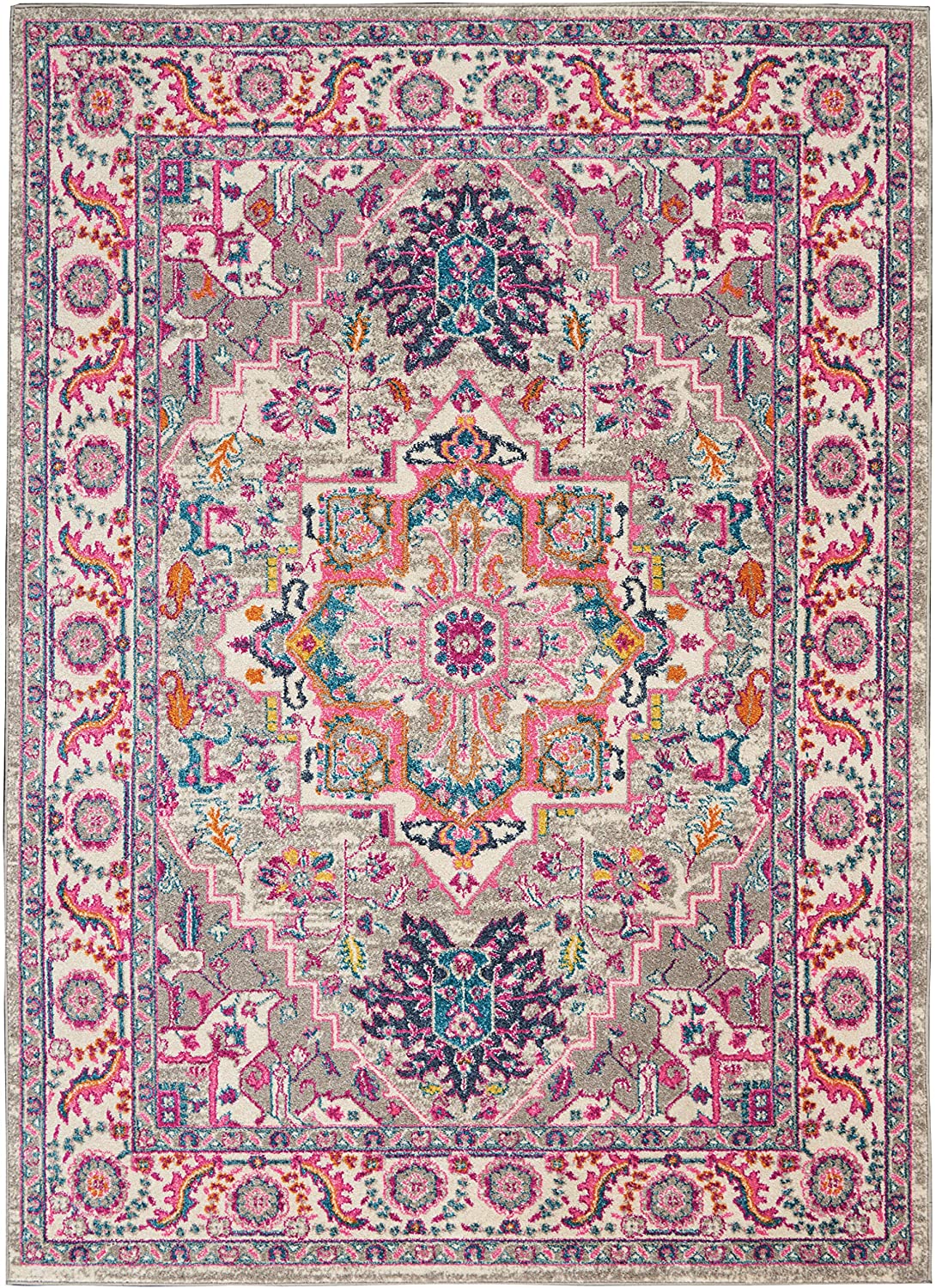 Passion Persian Colorful Light Grey/Pink Soft Area Rug