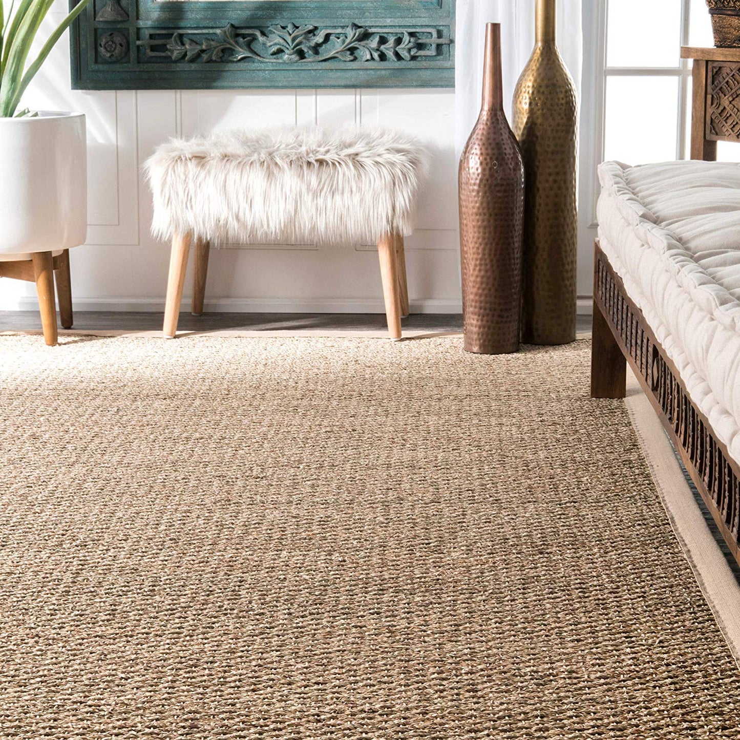 Premium Seagrass Natural Beige Area Rug