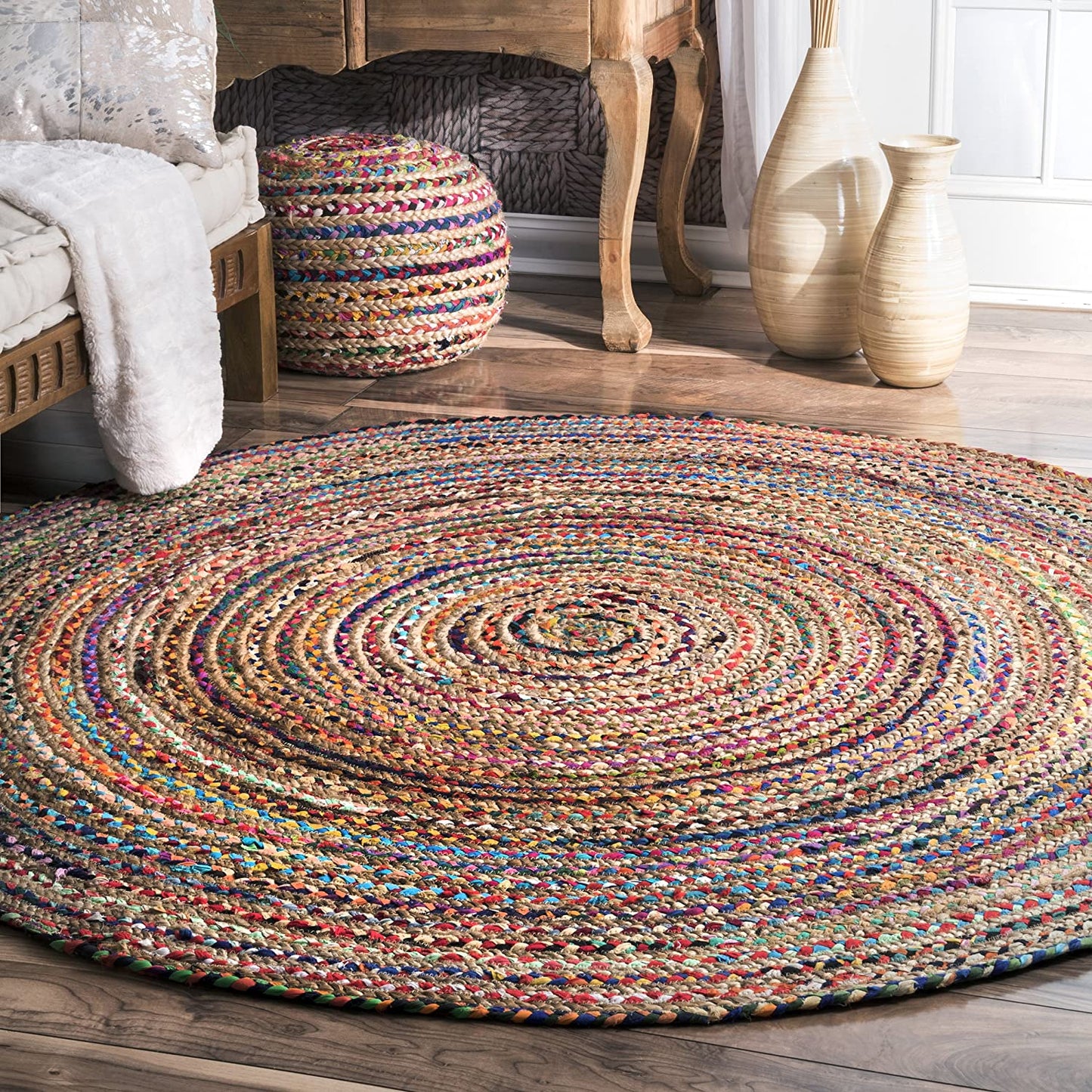 Aleen Braided Cotton/ Jute Runner Rug Multi