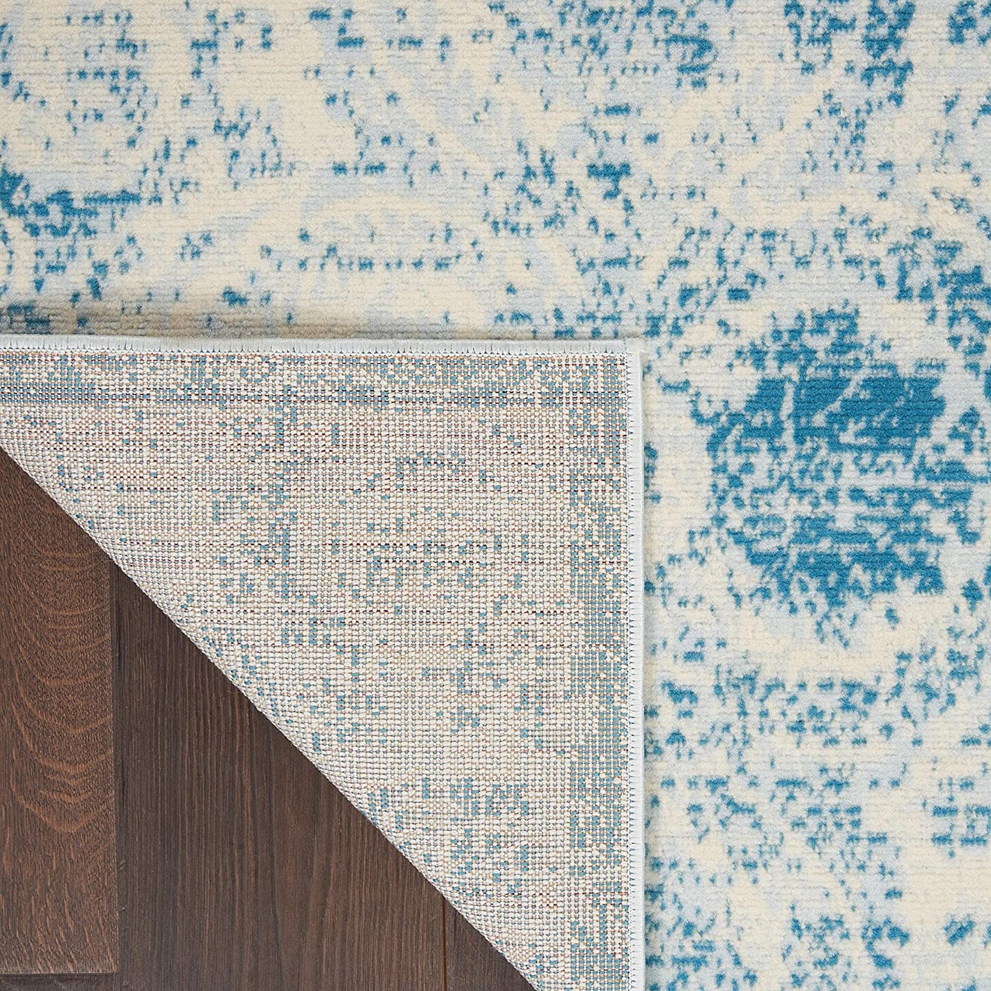 Jubilant Vintage Damask Blue Area Rug