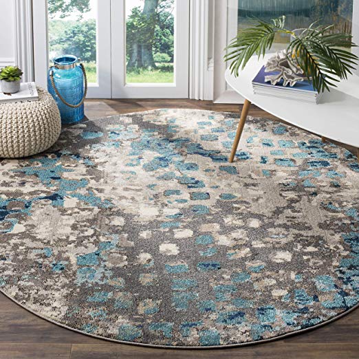 Abstract Grey Light Blue Soft Area Rug