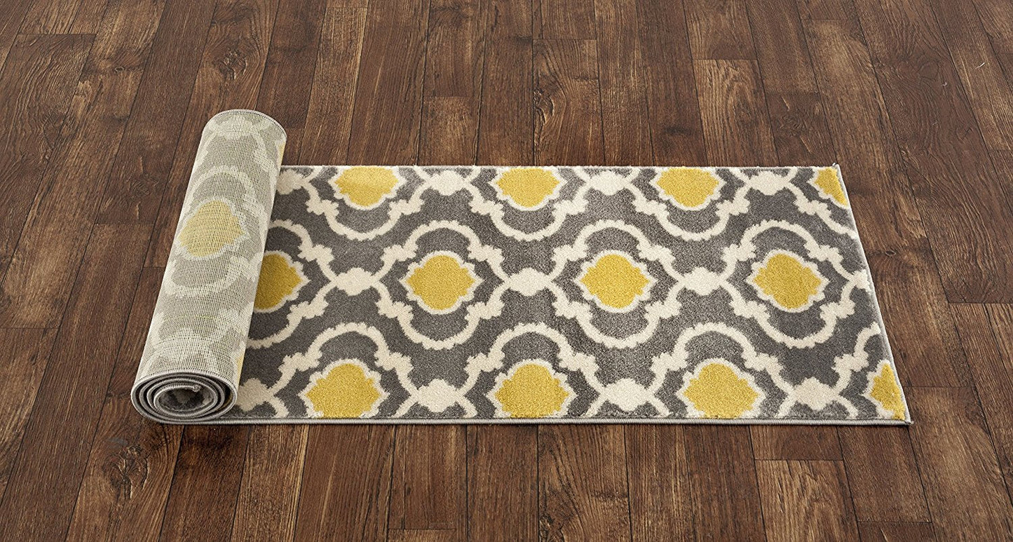 Trellis Gray/Grey Yellow Indoor Area Rug