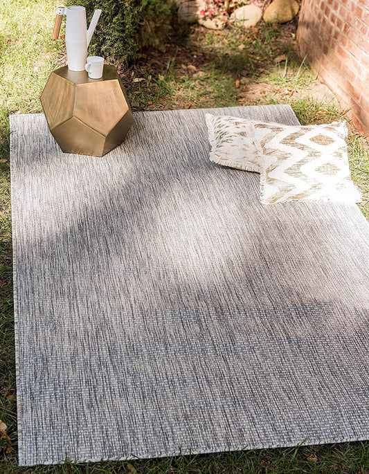 Casual Transitional Indoor Outdoor Flatweave Light Gray Area Rug