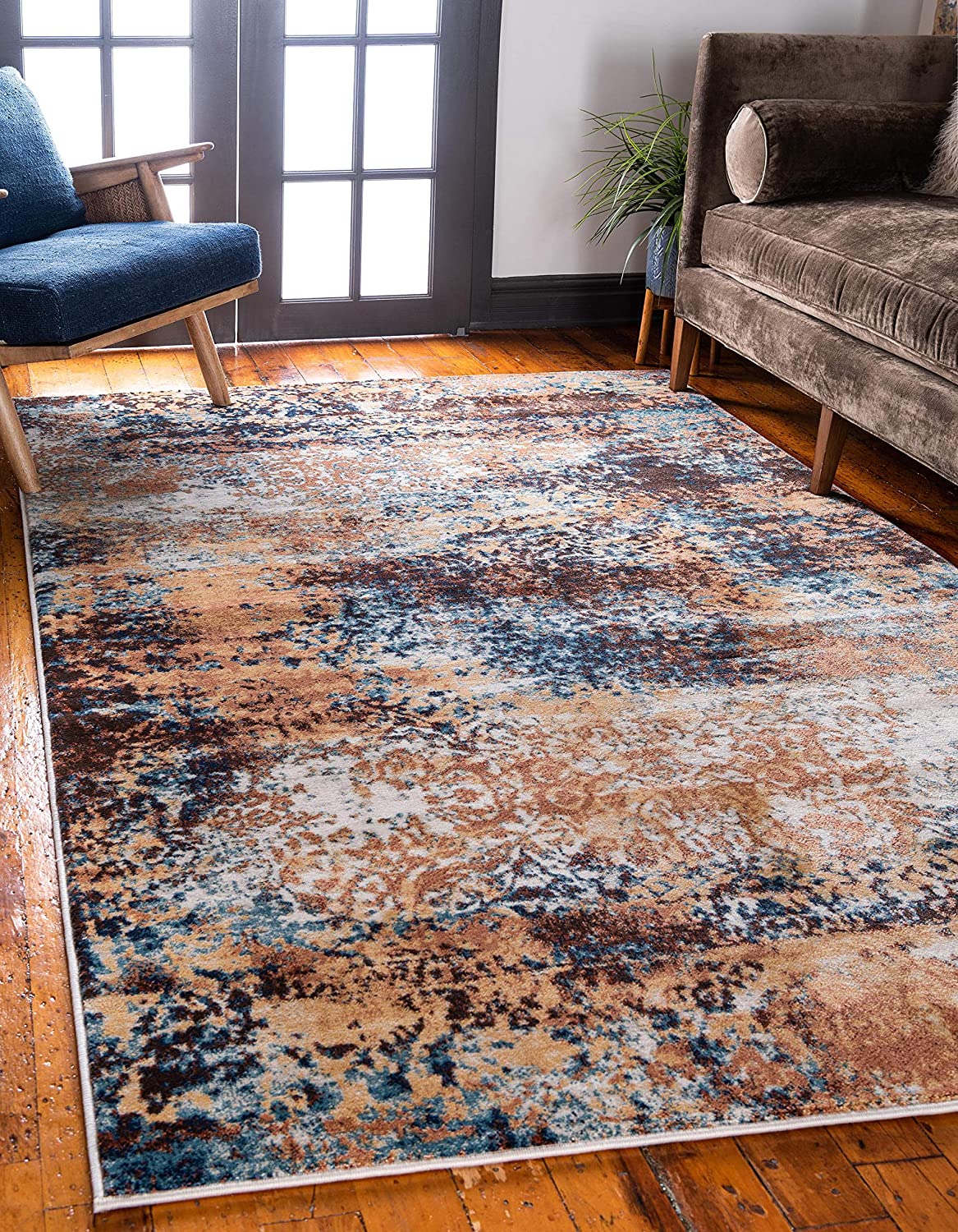 Mystic Collection Abstract Rustic Vintage Brick Red Runner Rug