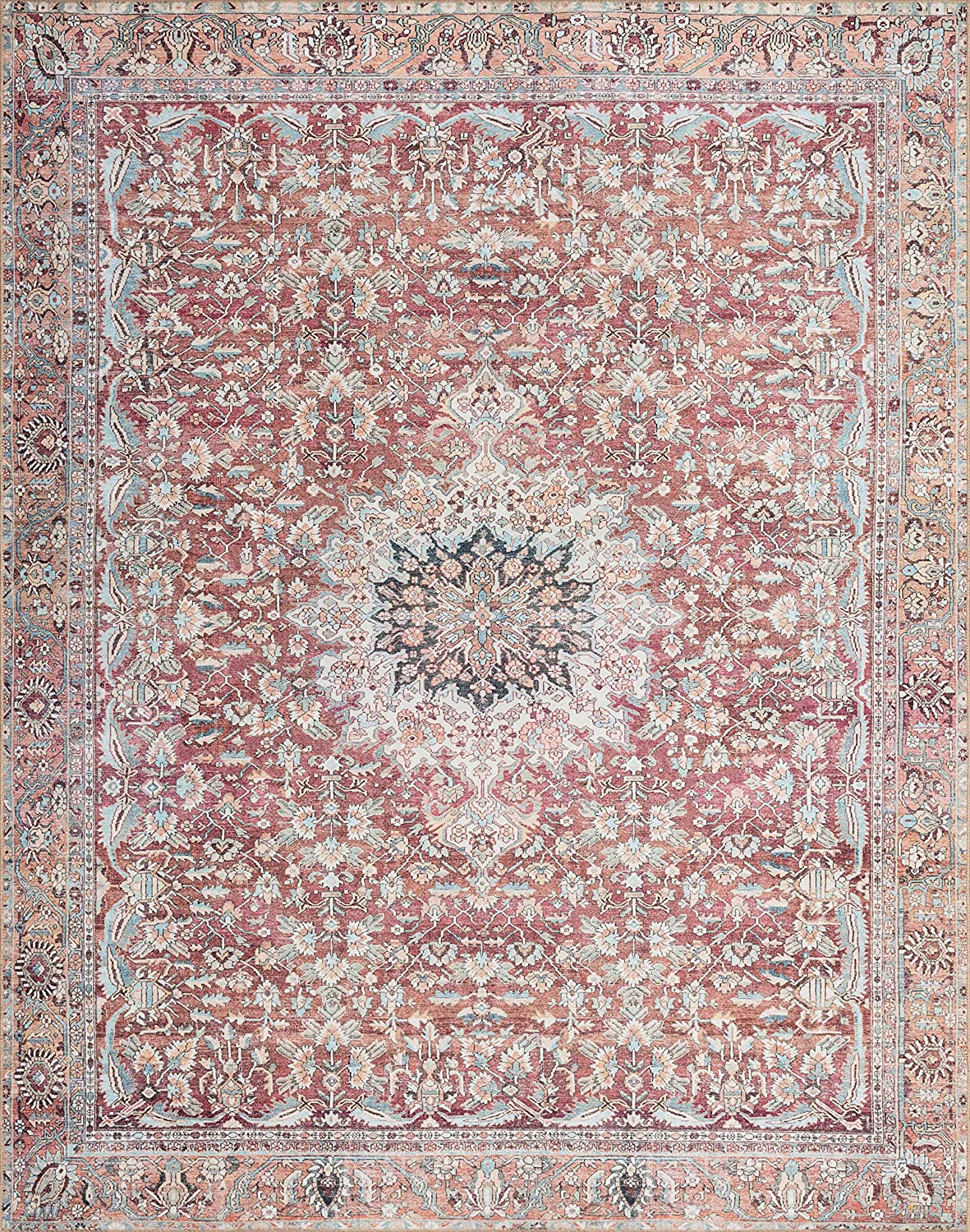 WYN-05 Wynter Soft Area Rug Tomato/Teal