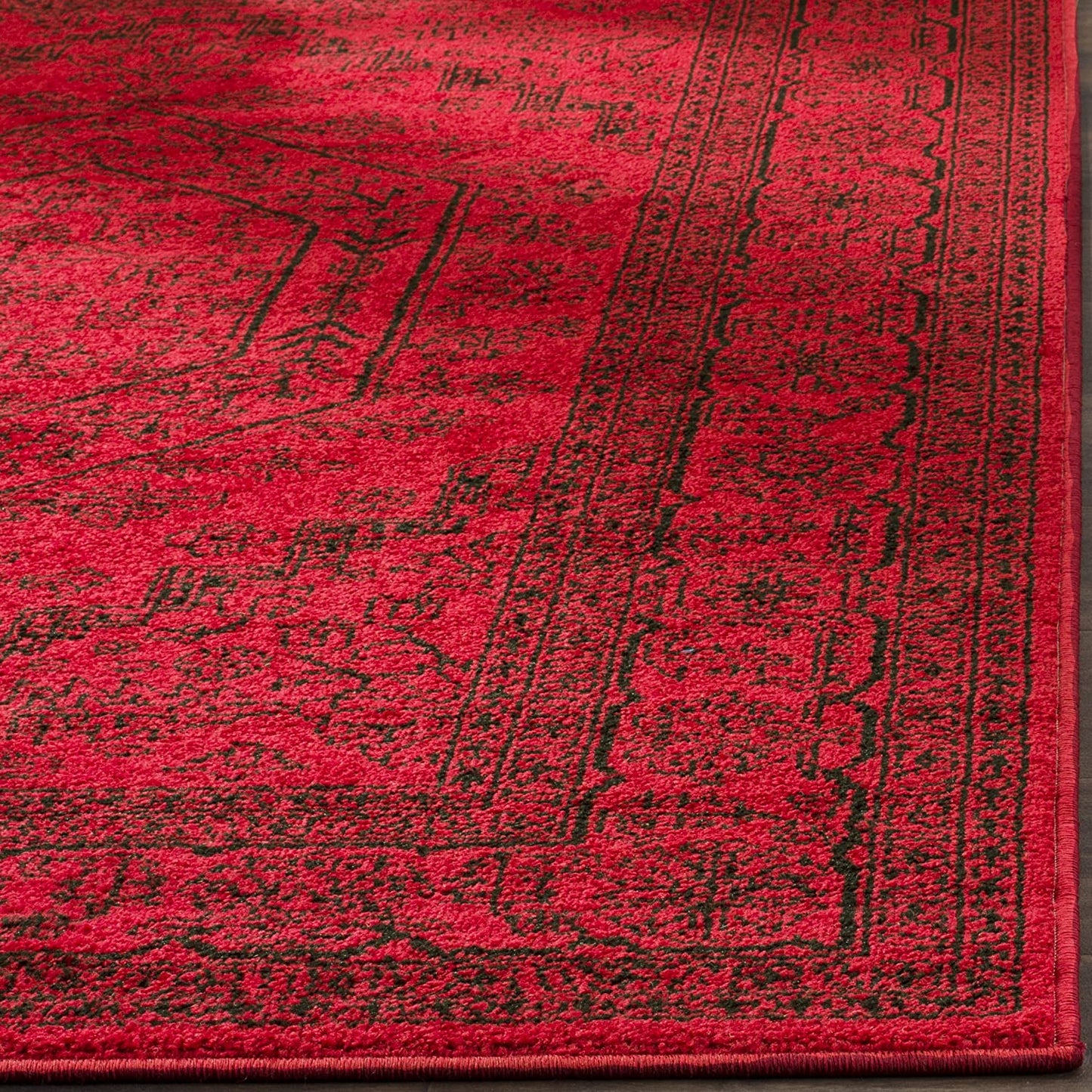 Oriental Vintage Distressed Medallion Red/Black Soft Area Rug