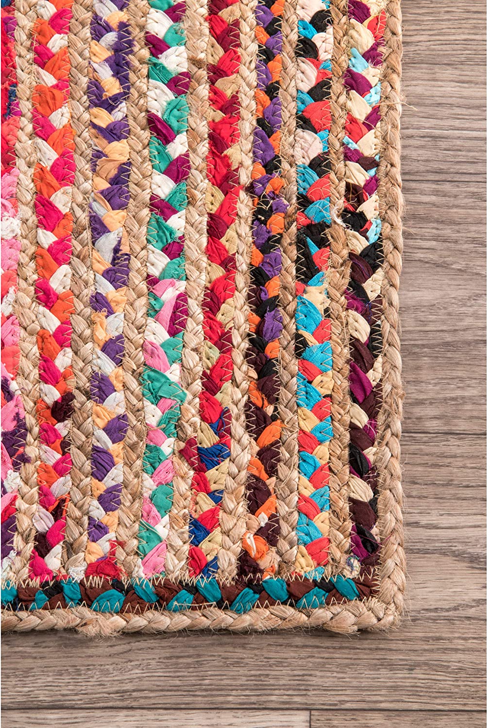 Aleen Braided Cotton/ Jute Runner Rug Multi