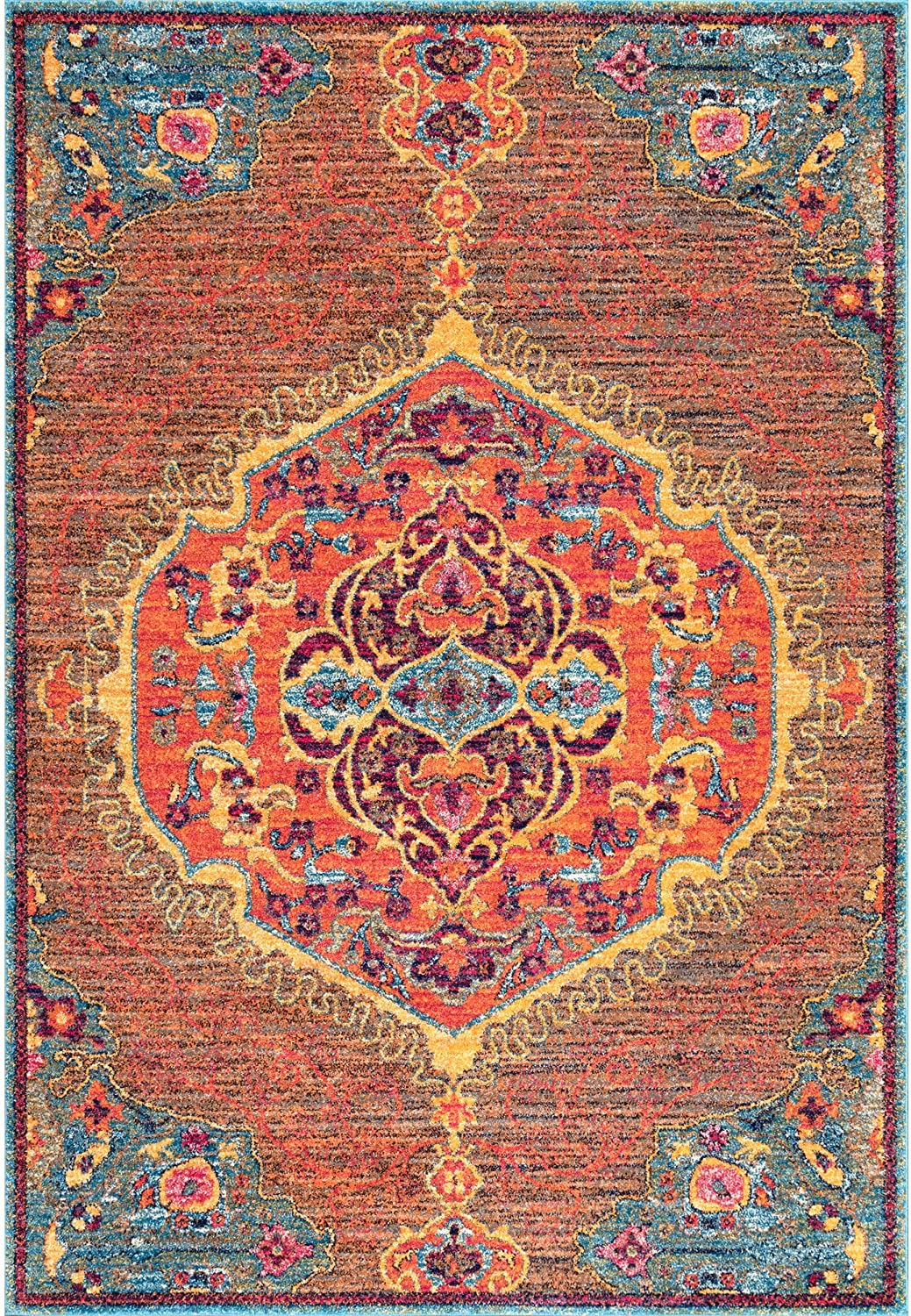 Vintage Medallion Floral Soft Orange Area Rug