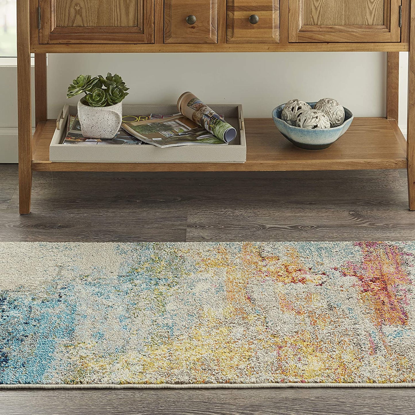 Modern Abstract Area Rug, Sealife Multicolor Grey