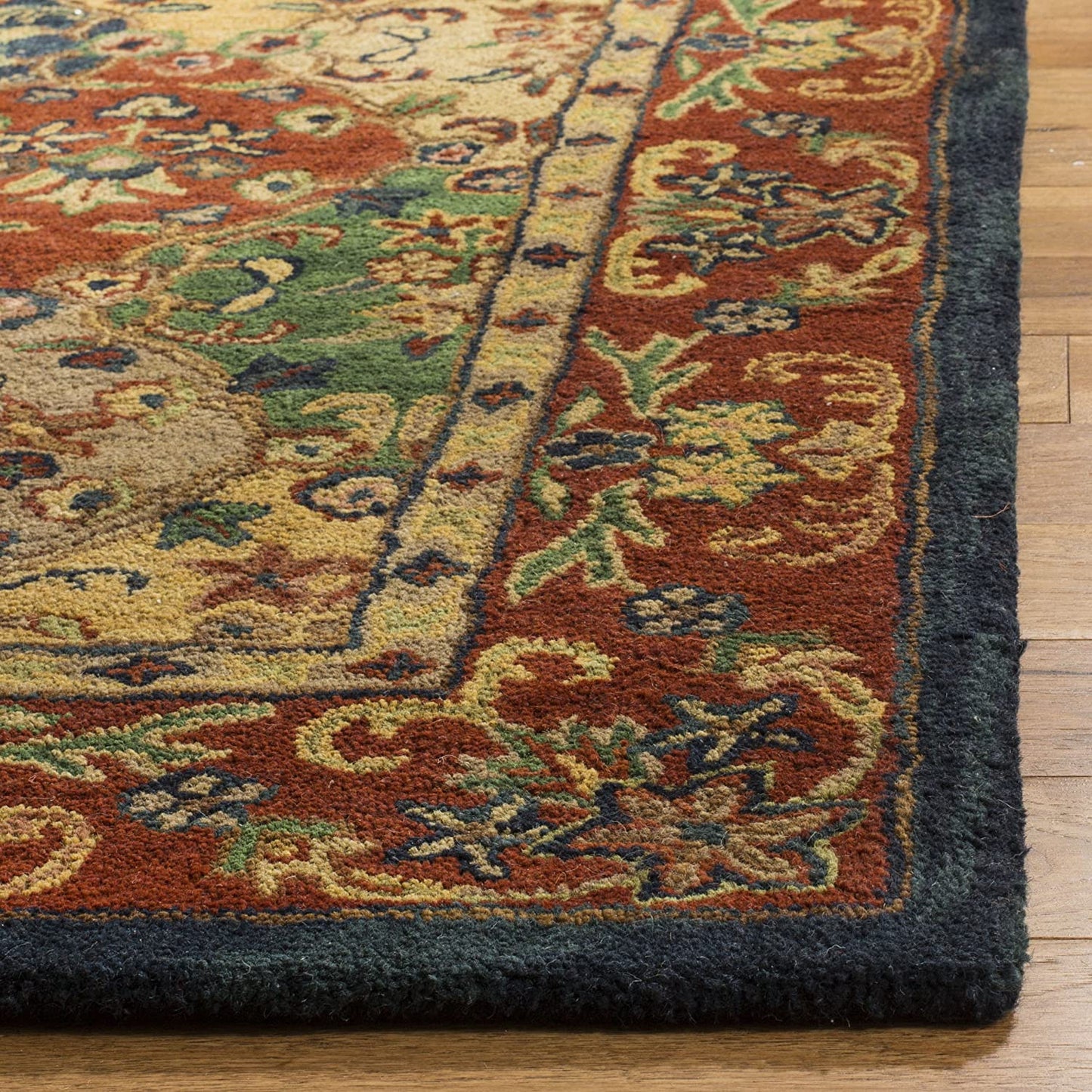 Handmade Traditional Oriental Premium Wool Area Rug, Beige / Burgundy