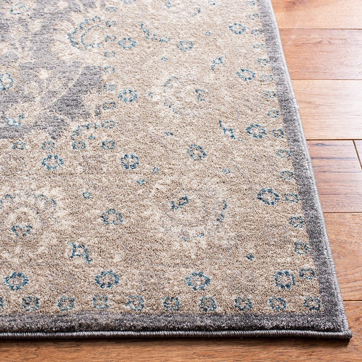 Sofia Collection Vintage Oriental Distressed Soft Area Rug Light Grey / Beige