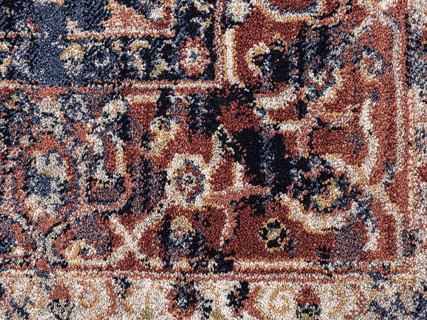 Navy & Beige Vintage Turkish Oriental Medallion Distressed Rug