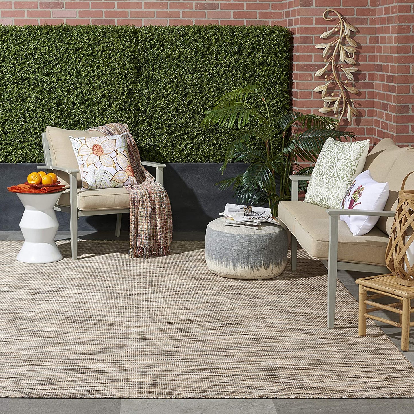 Positano Flat-Weave Indoor/Outdoor Beige Area Rug