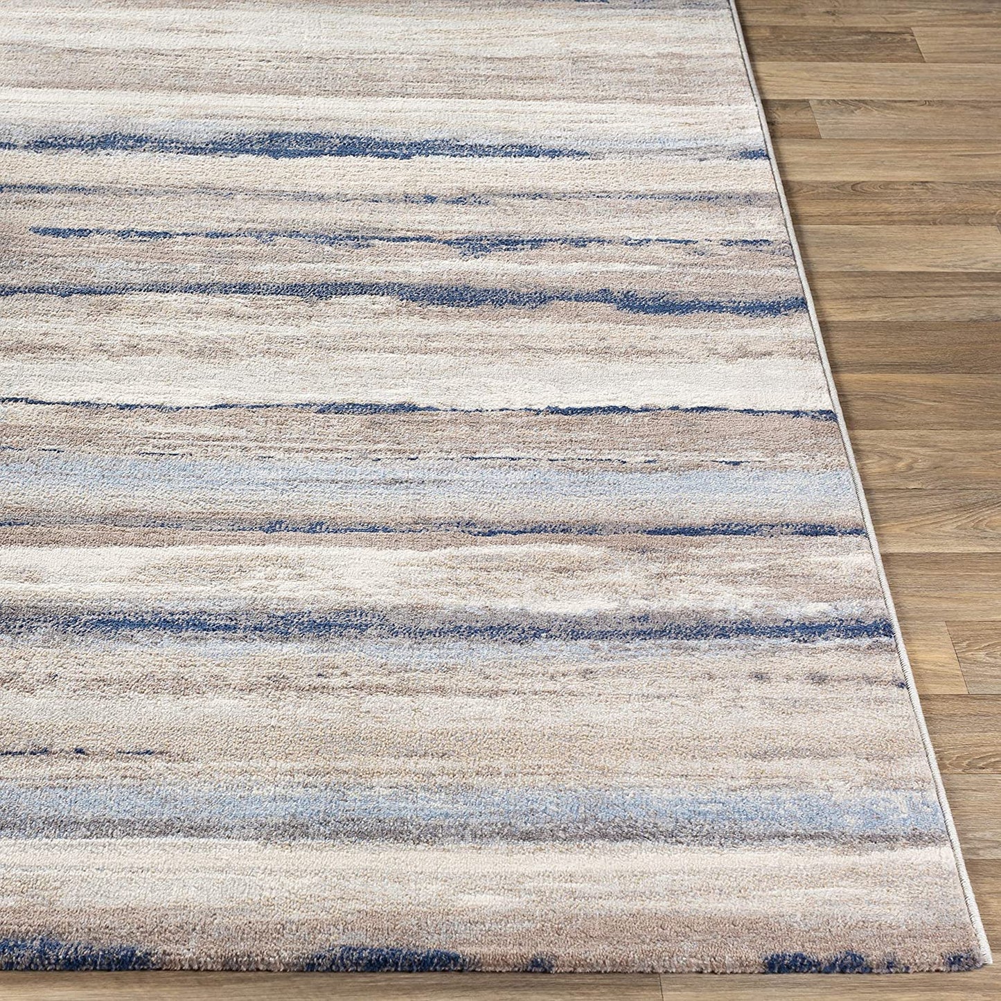 Robin Navy / Taupe Striped Soft Area Rug