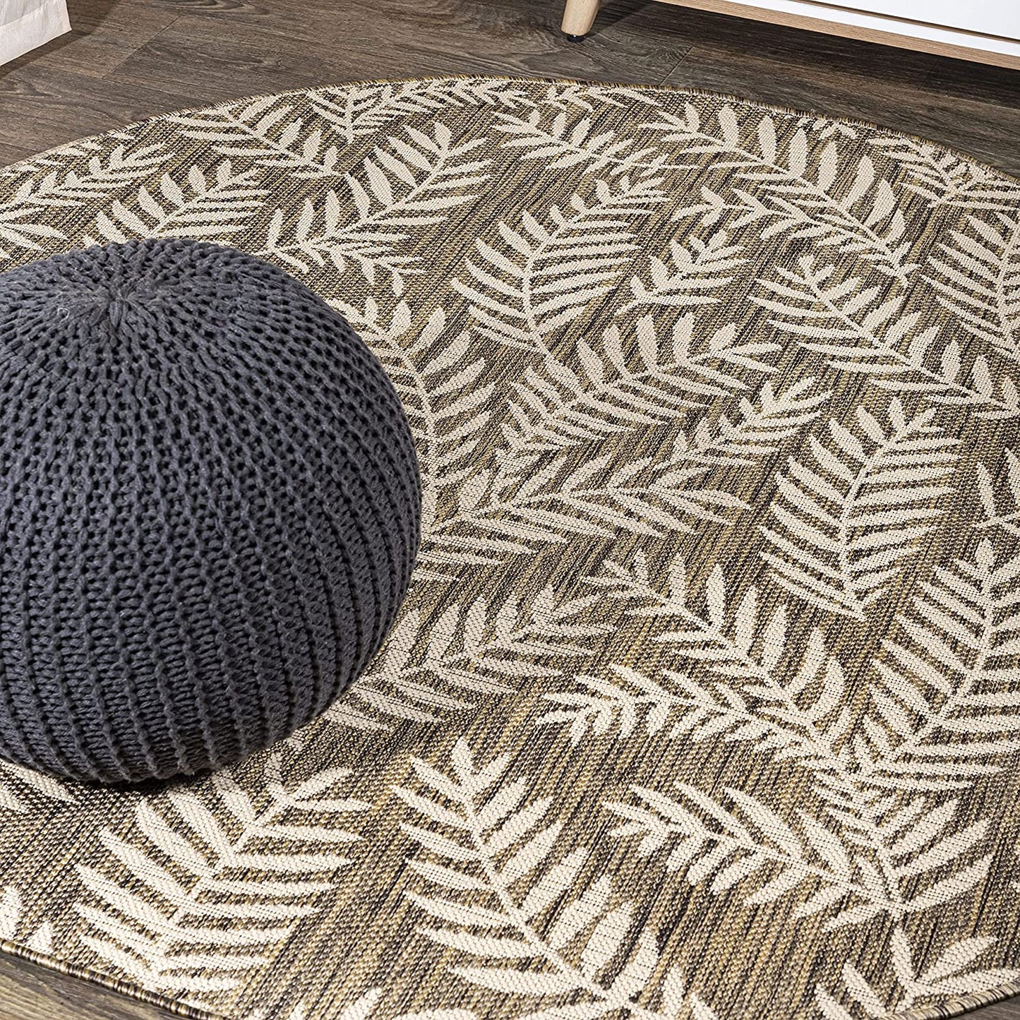 Nevis Palm Frond Indoor/Outdoor Navy/Ivory soft Area Rug
