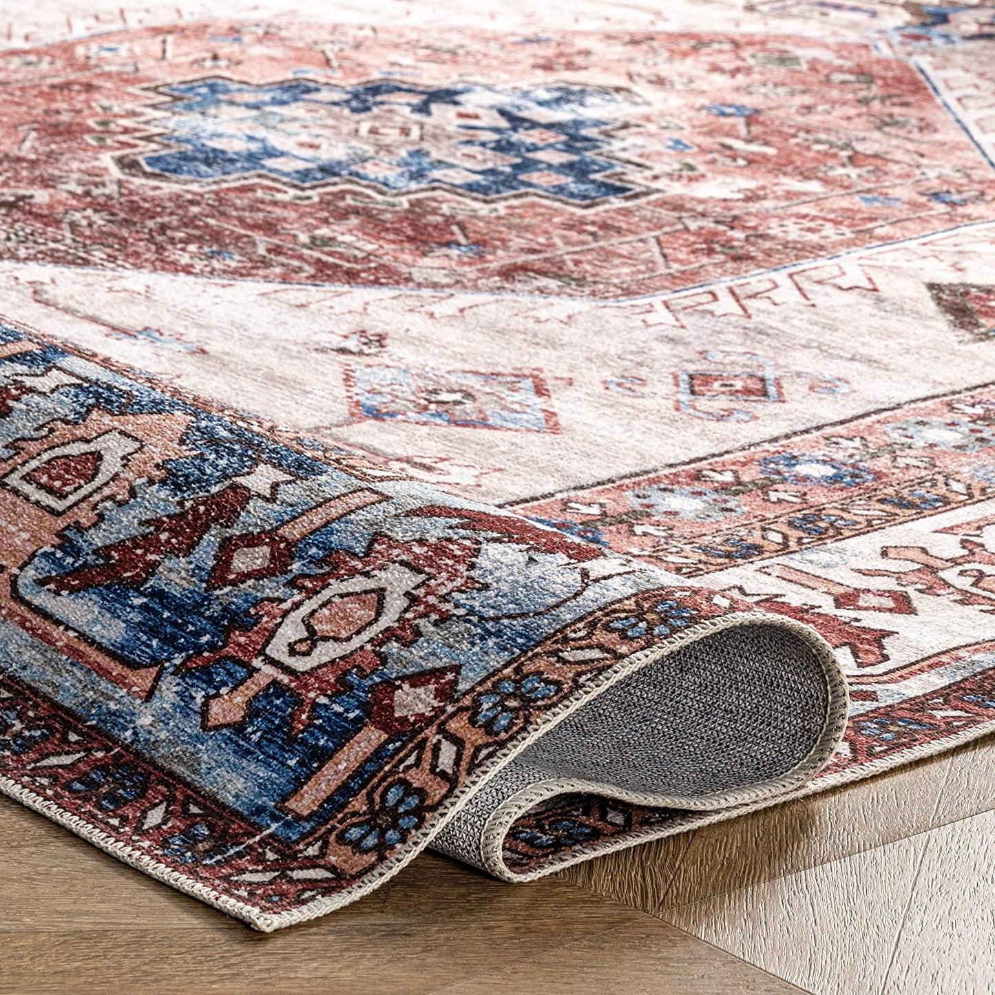 Eliza Machine Washable Multi Traditional Medallion Rug