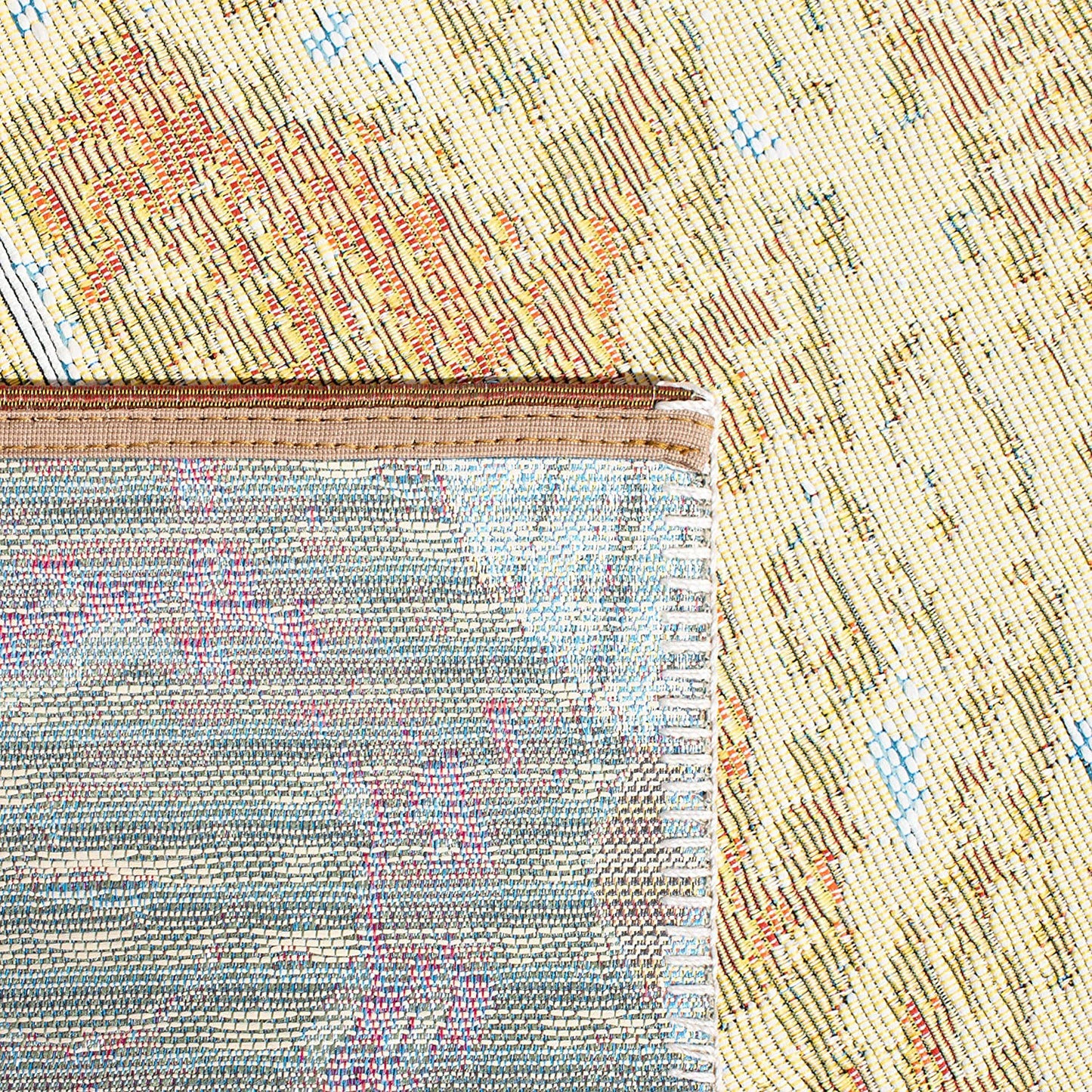 Tropical Beach Seashell Indoor/ Outdoor Patio Backyard Area Rug, Gold / Blue