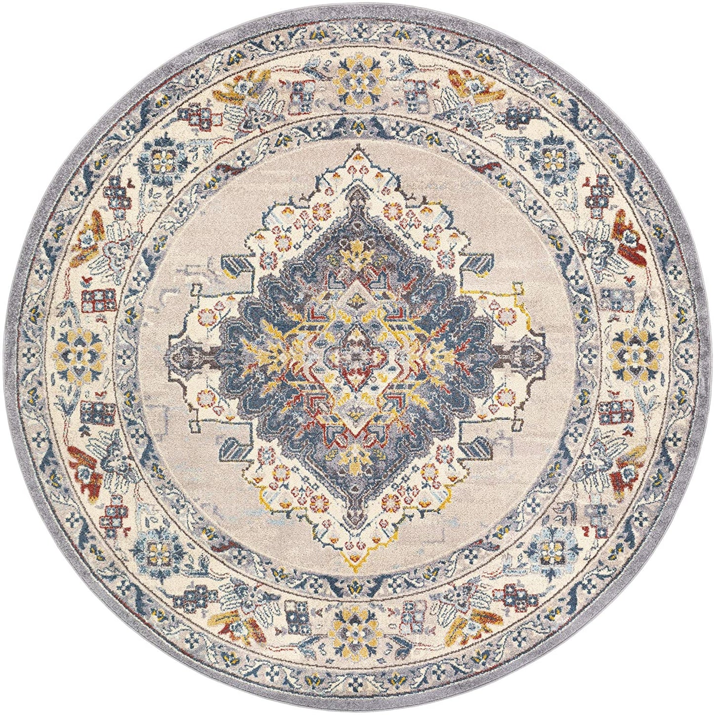 Anja Oriental Medallion Area Rug, Grey