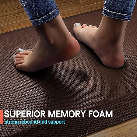 2 Packs Anti Fatigue Mat Thick Cushioned Standing Stain Resistant, Non-Slip Floor Mat (20" x 32", Black)