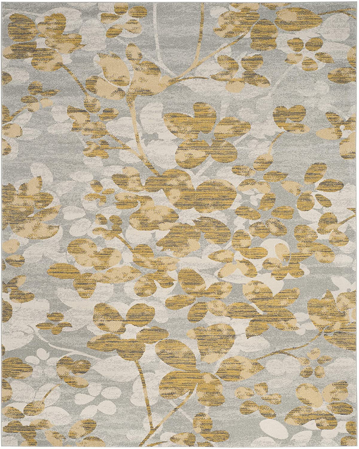 Vintage Floral Grey and Gold Soft Area Rug
