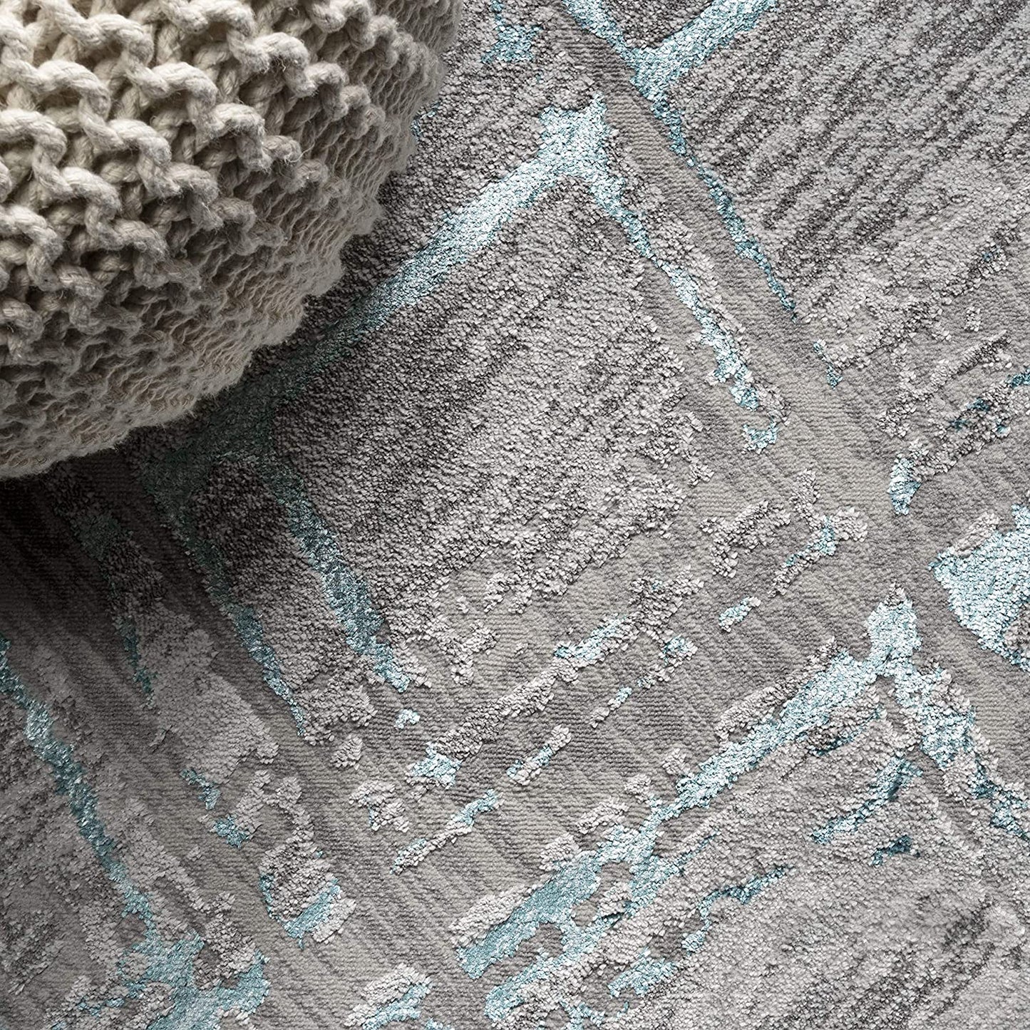 Slant Modern Abstract Gray/Blue Soft Area Rug