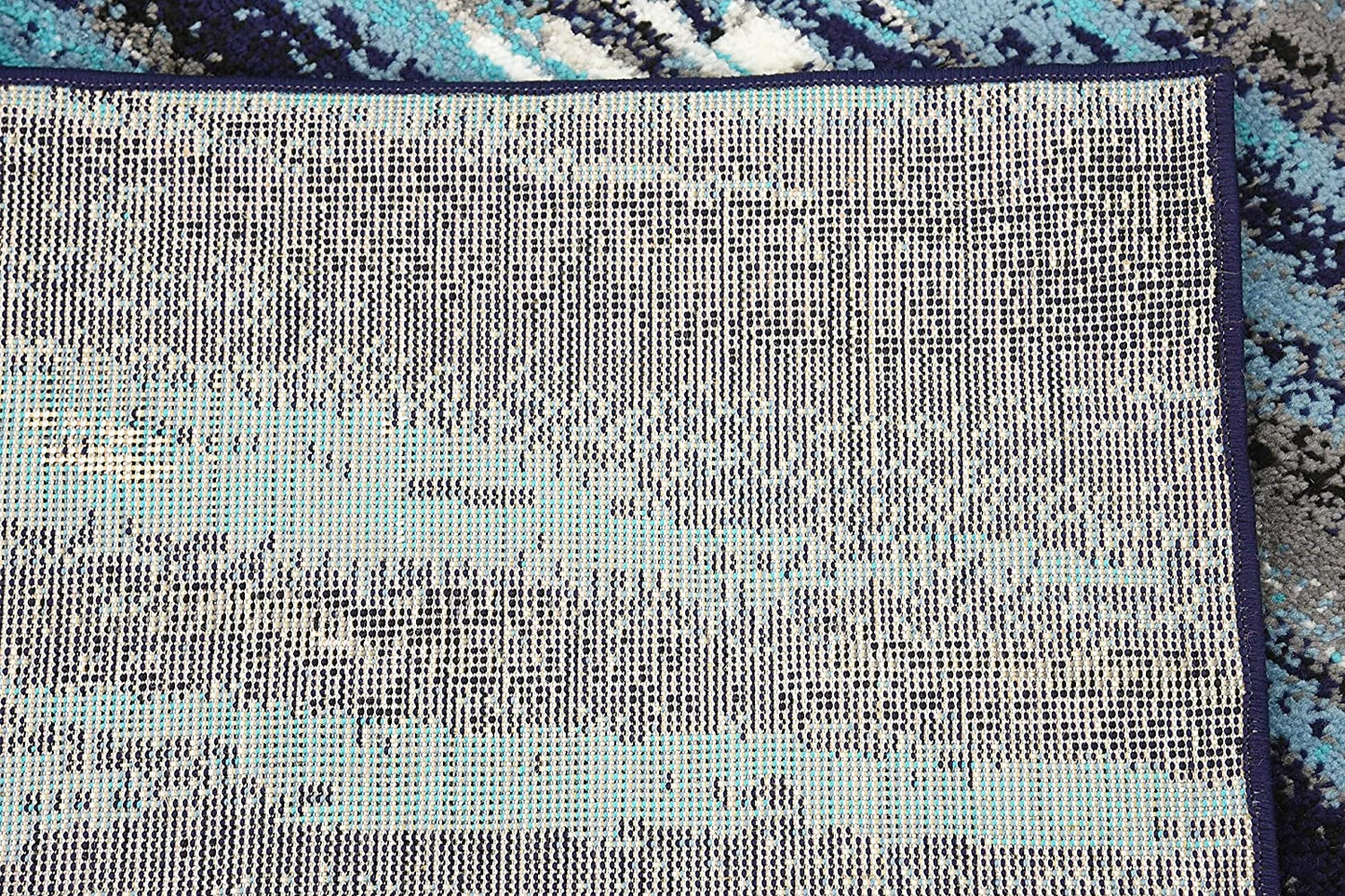 Metro Collection Abstract Water Modern Waves Navy Blue/Turquoise