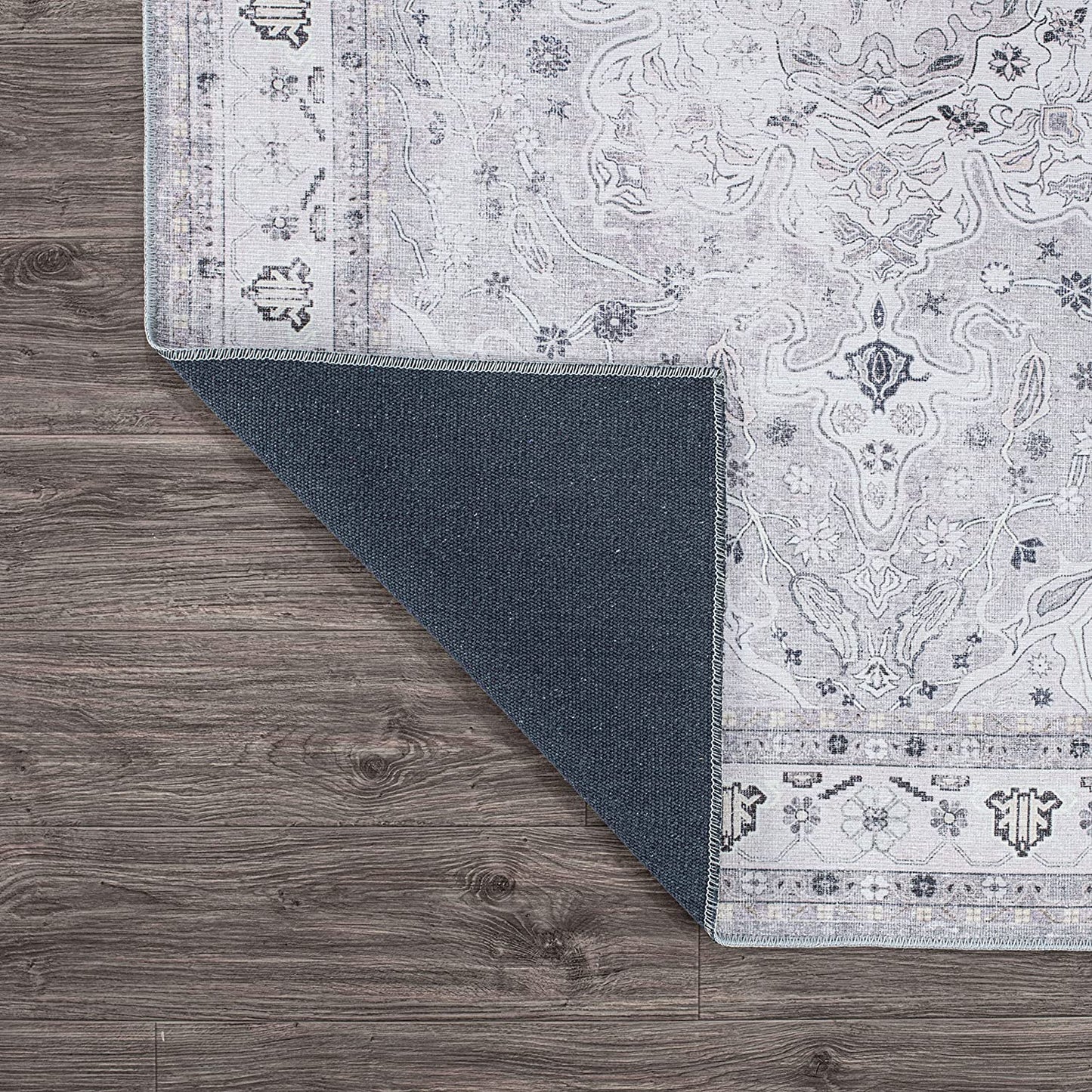 Transitional Medallion Stain Resistant Flat Weave Eco Friendly Premium Recycled Machine Washable Area Rug 5'x7' Gray