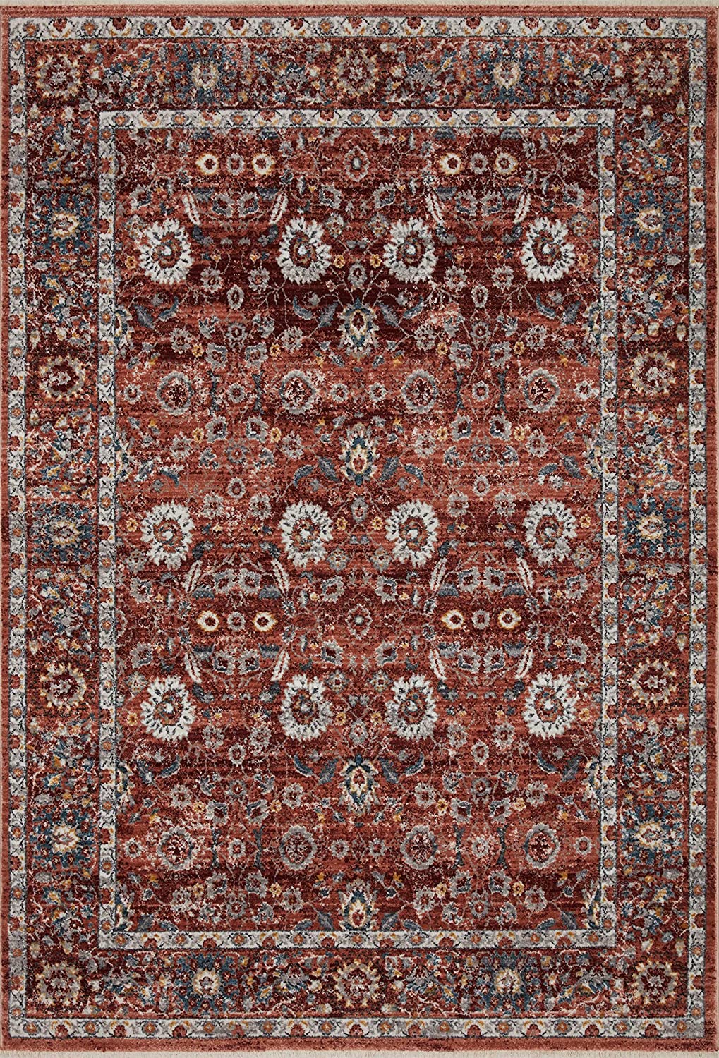 Samra Collection  Brick / Multi, Transitional Soft Area Rug