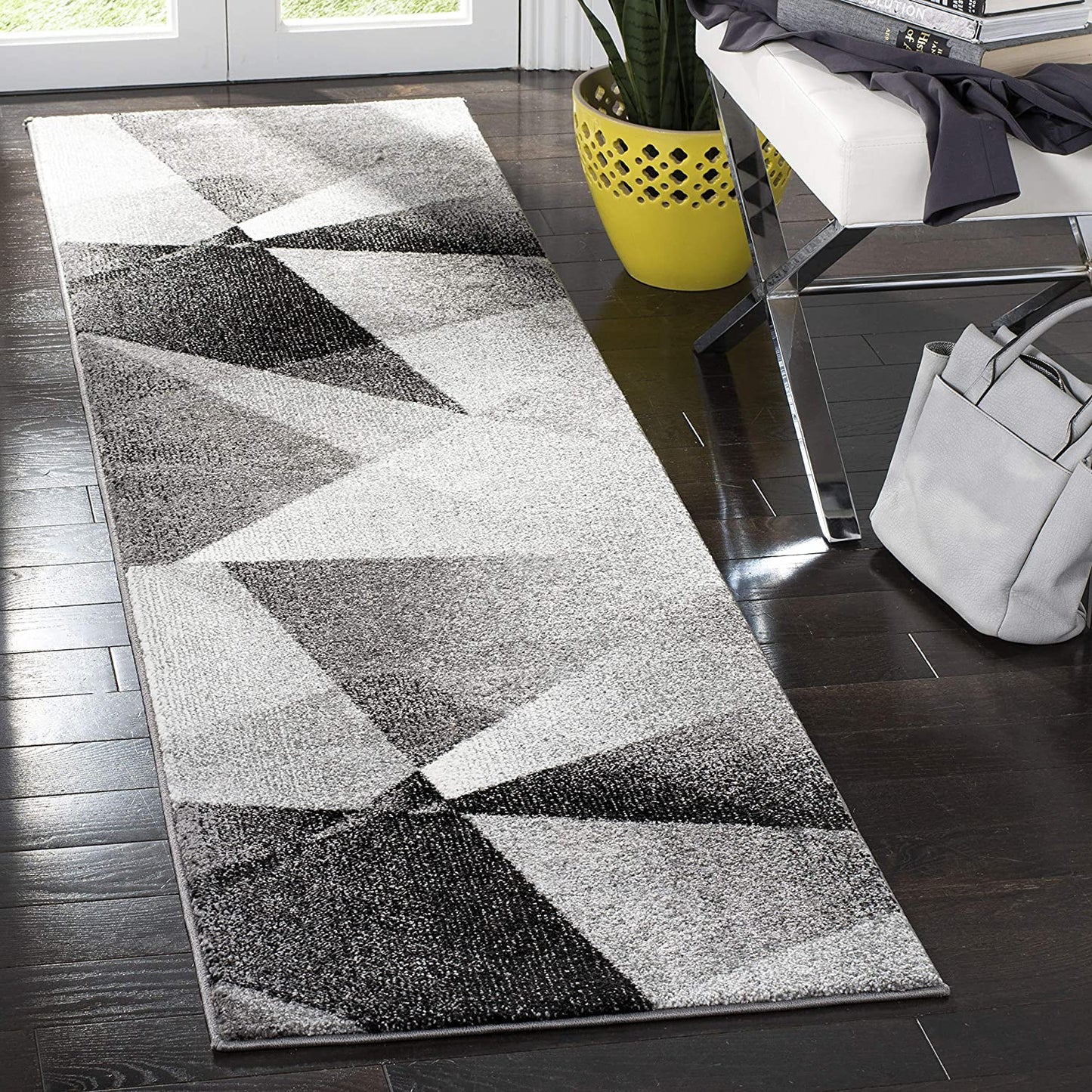 Porcello Collection Modern Abstract Soft Area Rug Light Grey / Charcoal