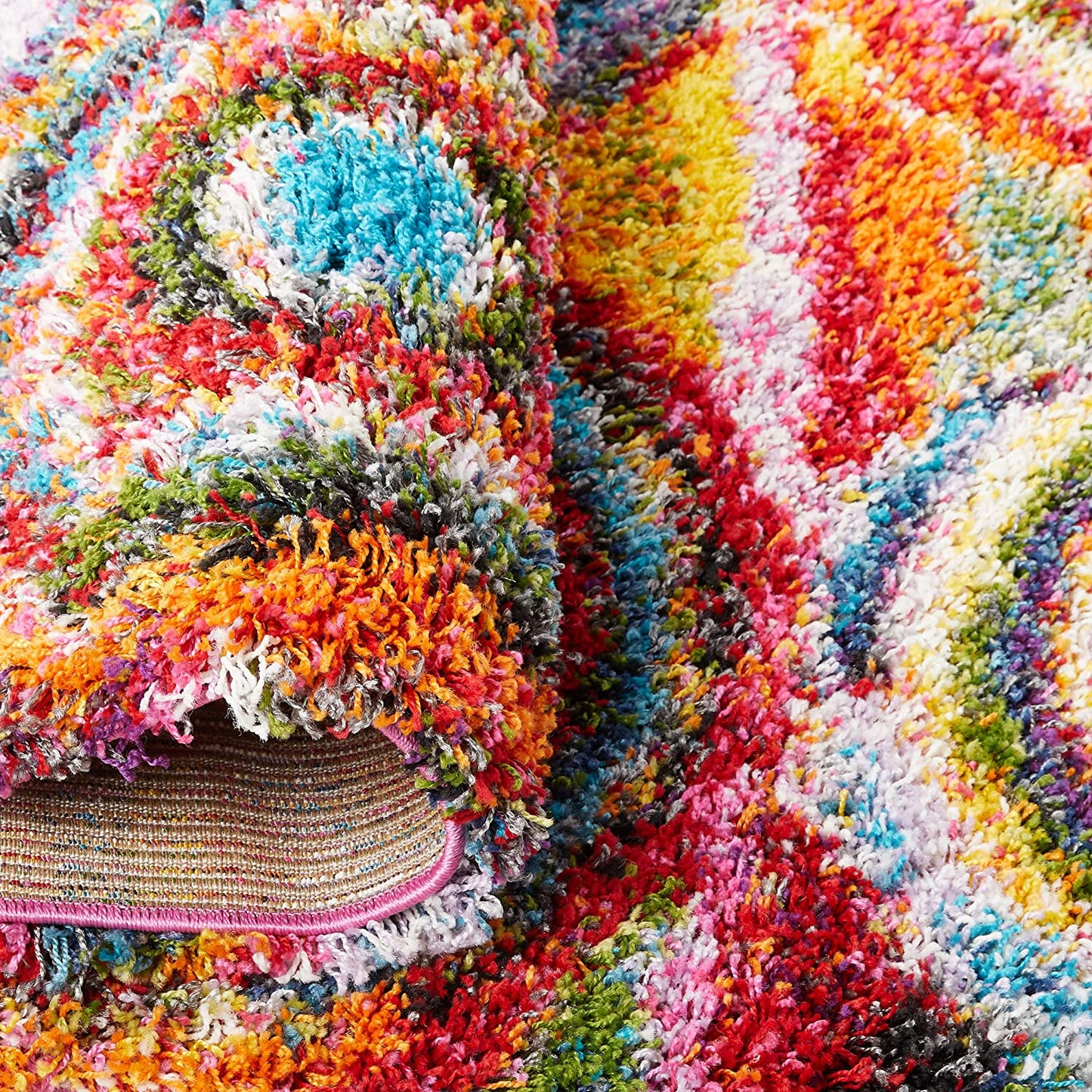 Kindra Circles Shag Area Rug - Multi