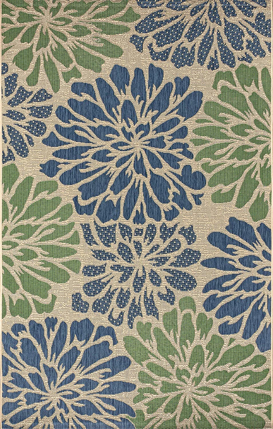 Zinnia Modern Floral Weave Indoor/Outdoor Area Rug Navy/Green