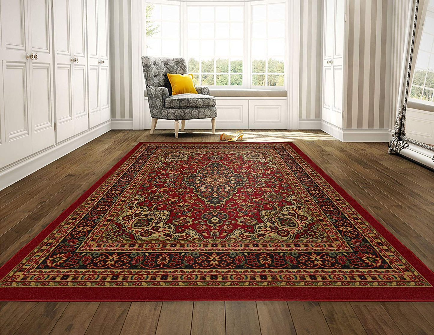 Persian Oriental Design Red Non-Skid Area Rugs