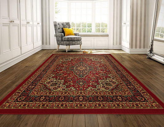 Persian Oriental Design Red Non-Skid Area Rugs