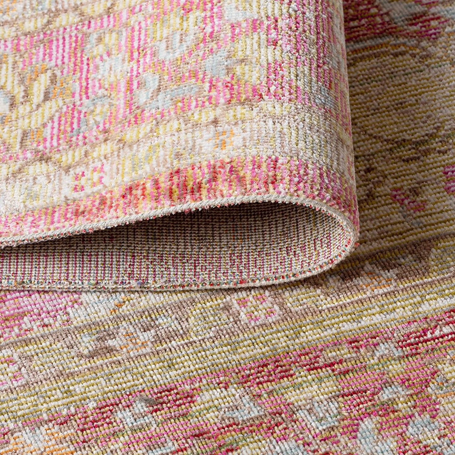 Khilana Floral Medallion Soft Rug, Deep Rose/Ivory