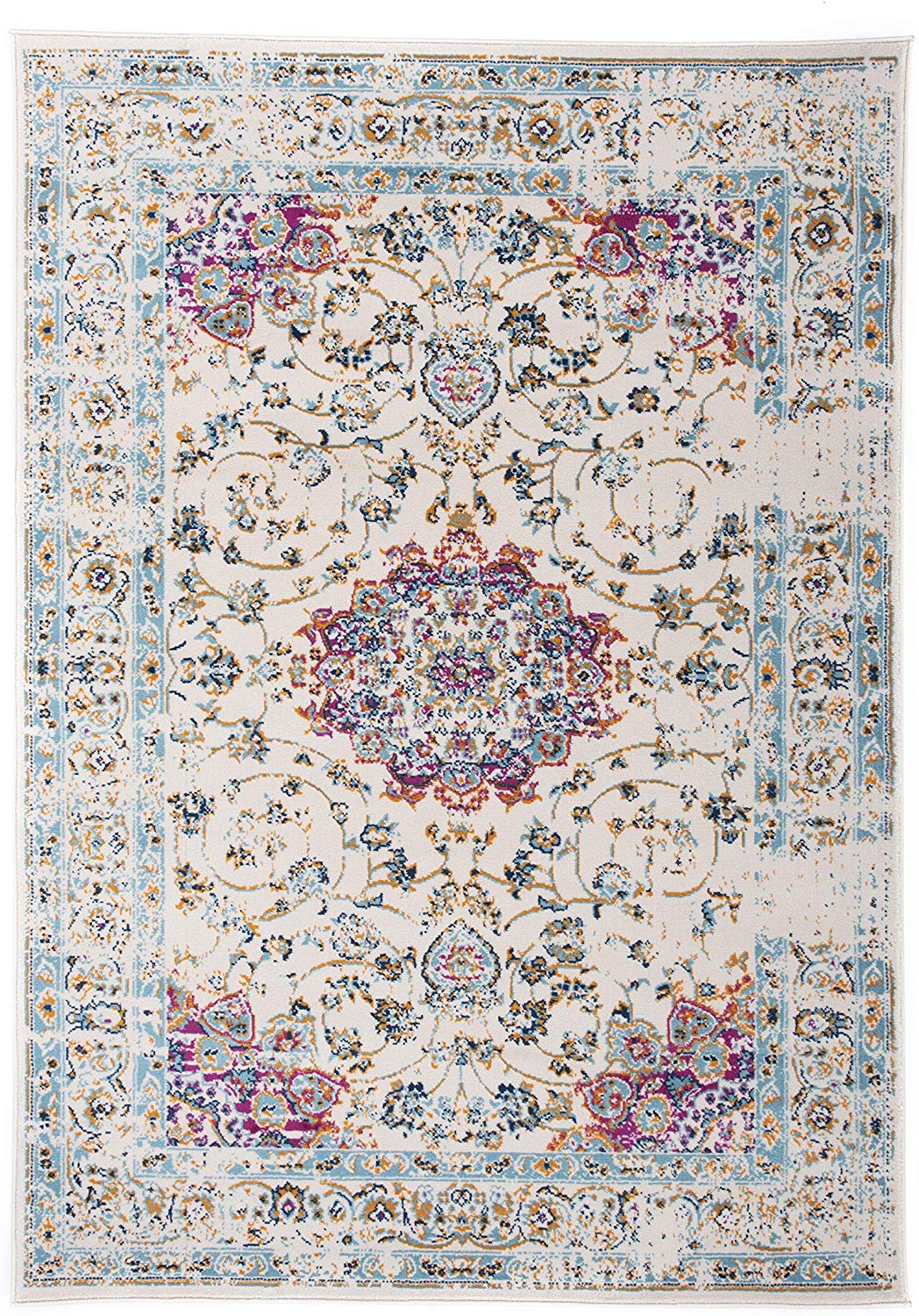 Traditional Persian Pattern Soft Ivory Pink Area Rug