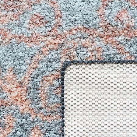 Pelham 2-Piece Non Slip Machine Washable Traditional Vintage Throw and Runner Floor Carpet, 17"x24" + 17"x48", Blue/Grey