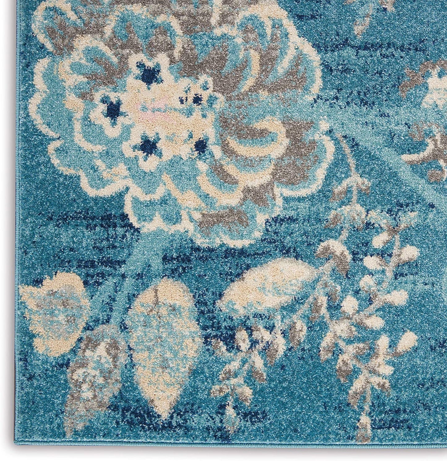 Tranquil Eclectic Floral Turquoise Soft Area Rug