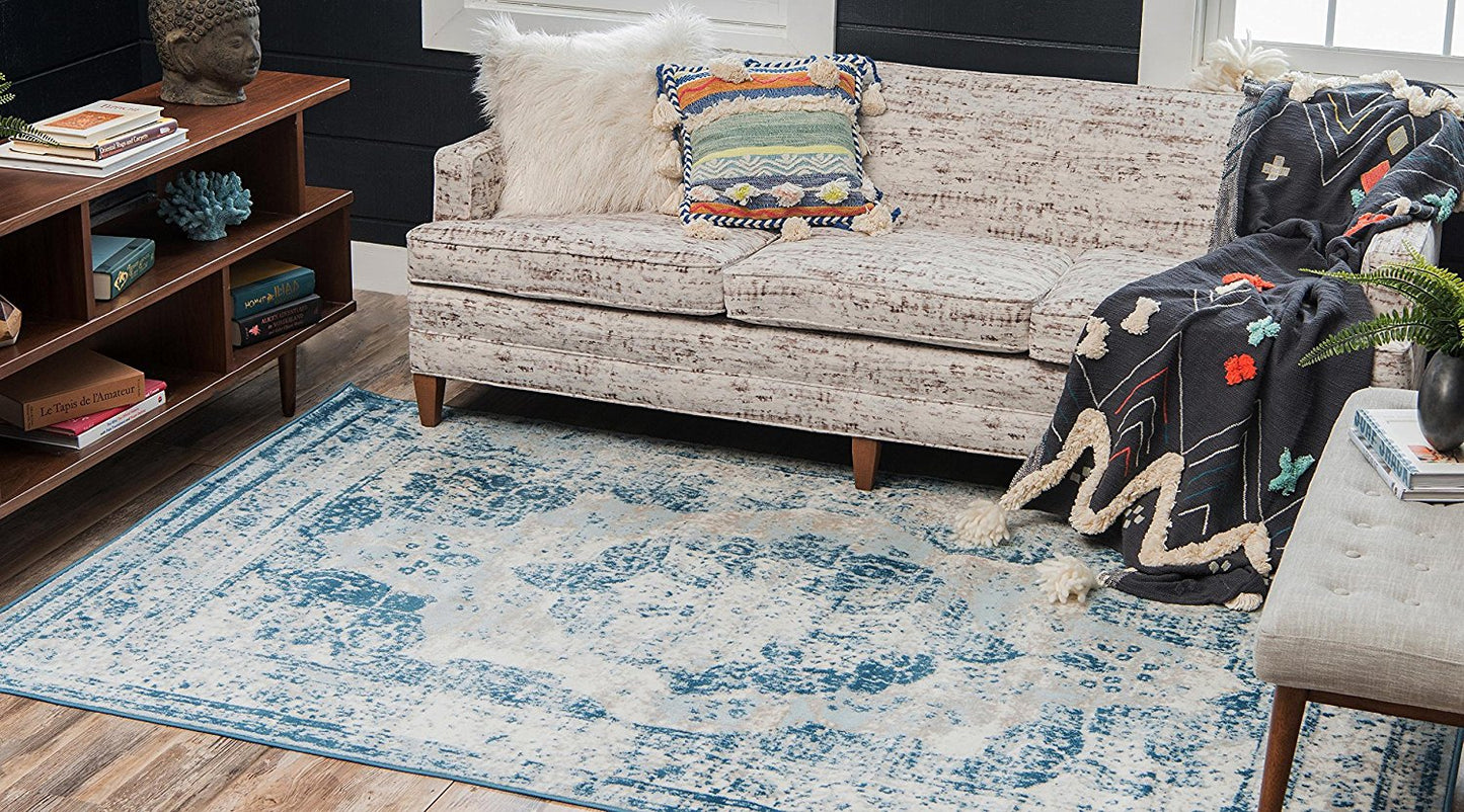 Vintage Distressed Blue Area Rugs