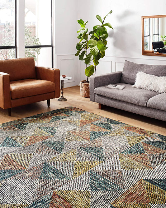 Spectrum Collection Lagoon / Spice, Contemporary Accent Soft Area Rug